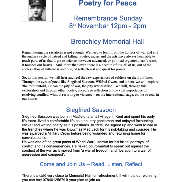 Poetry For Peace, from the Siegfried Sassoon Fellowship